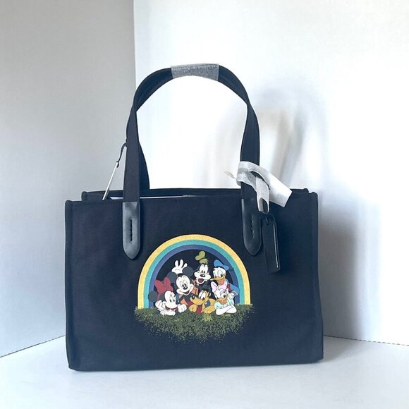 Disney X Coach Tote 30 Mickey Mouse Friends Black CS533 Medium Canvas Leather - Picture 14 of 14